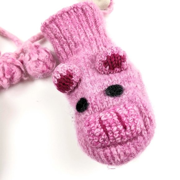 Yetilang Piglet Wool Mohair  Knitted Winter Hat and Mittens Set - Picture 5 of 16